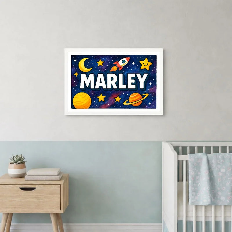 Marley Name Art - Space Explorers personalized wall print for kids