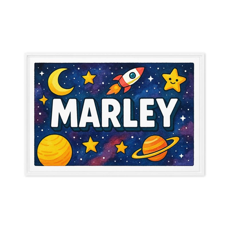 Marley Name Art - Space Explorers personalized wall print for kids