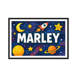Marley Name Art - Space Explorers personalized wall print for kids