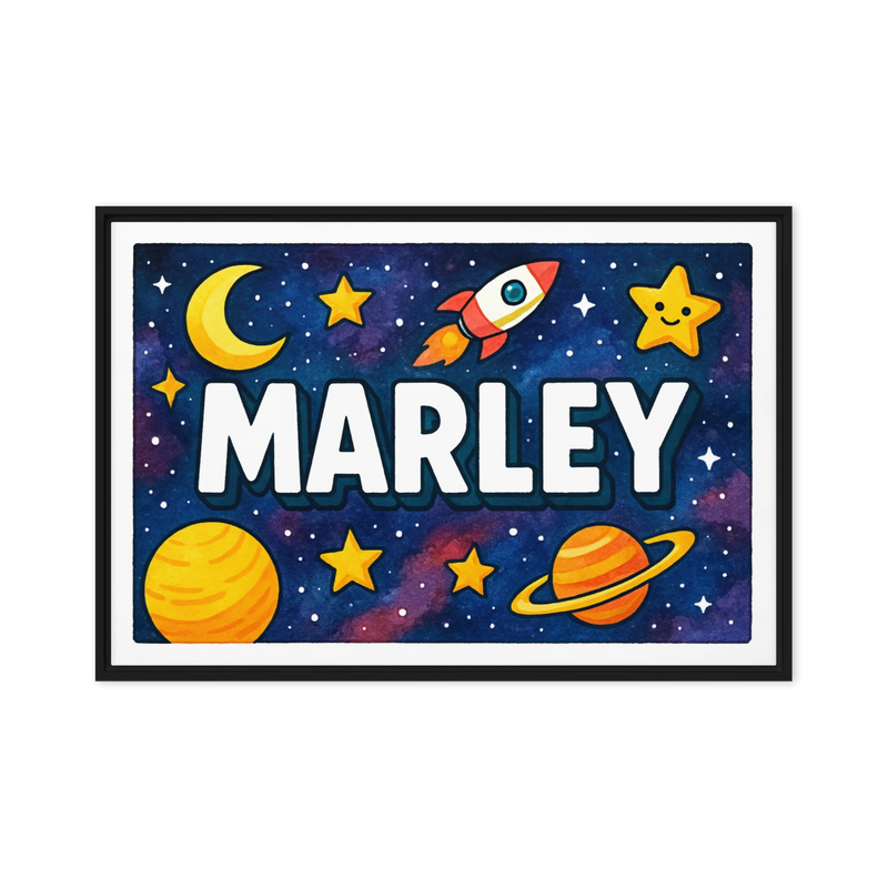 Marley Name Art - Space Explorers personalized wall print for kids