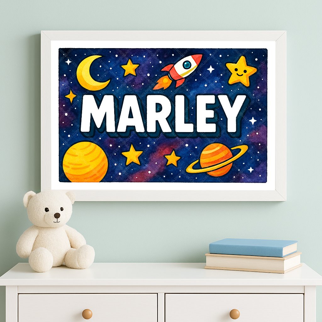 Personalized space name art for Marley