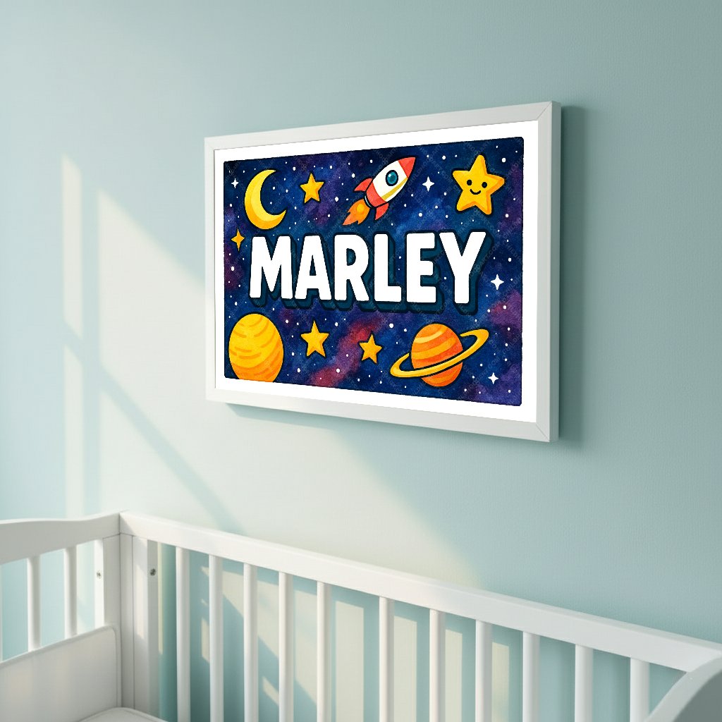Personalized space name art for Marley