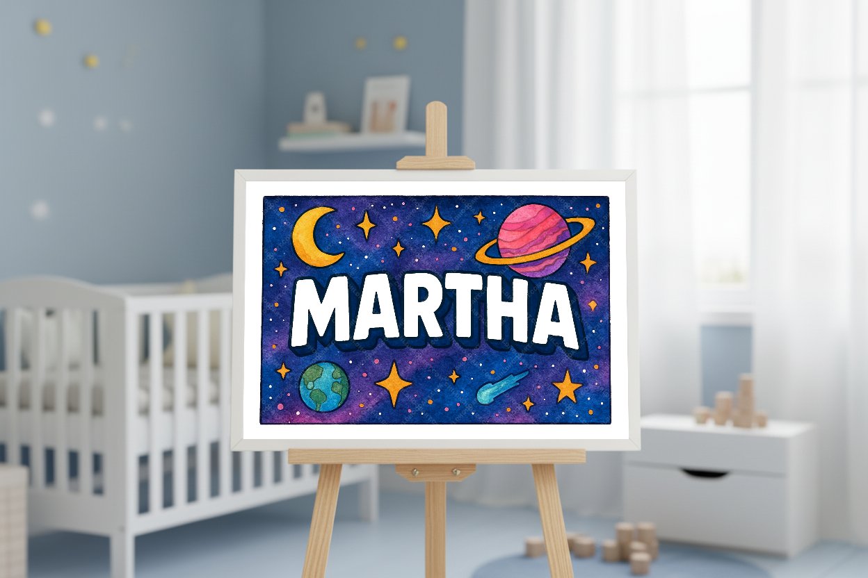 Personalized space name art for Martha