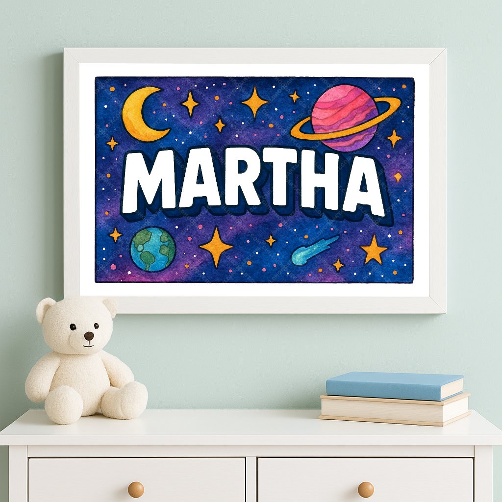 Personalized space name art for Martha
