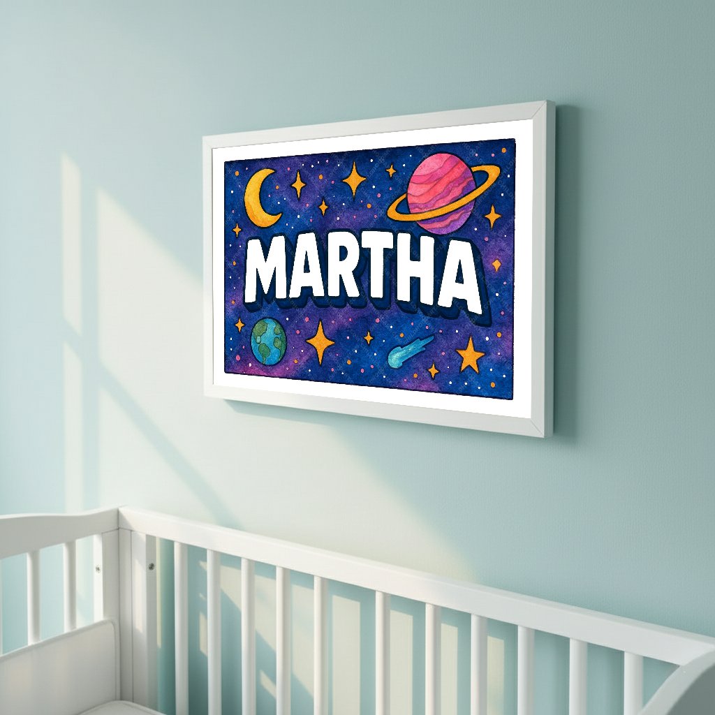 Personalized space name art for Martha