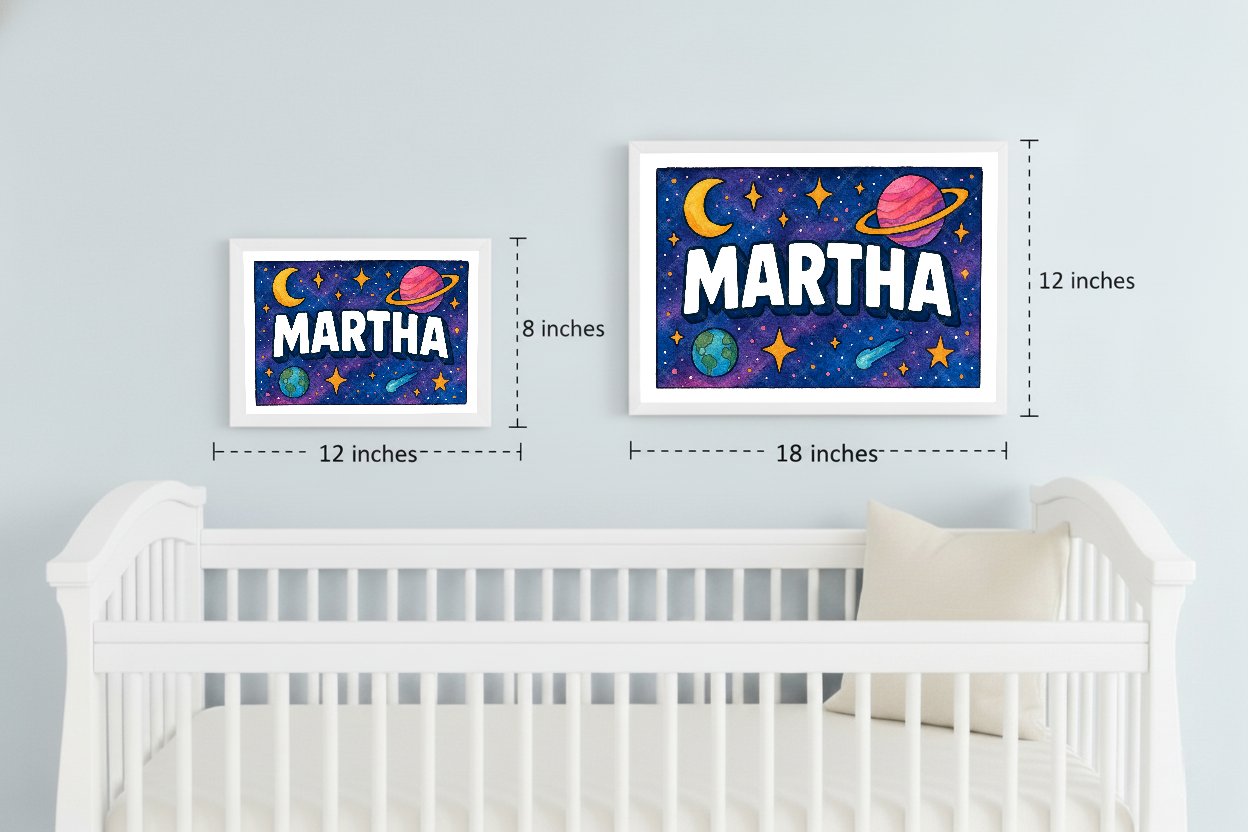 Personalized space name art for Martha