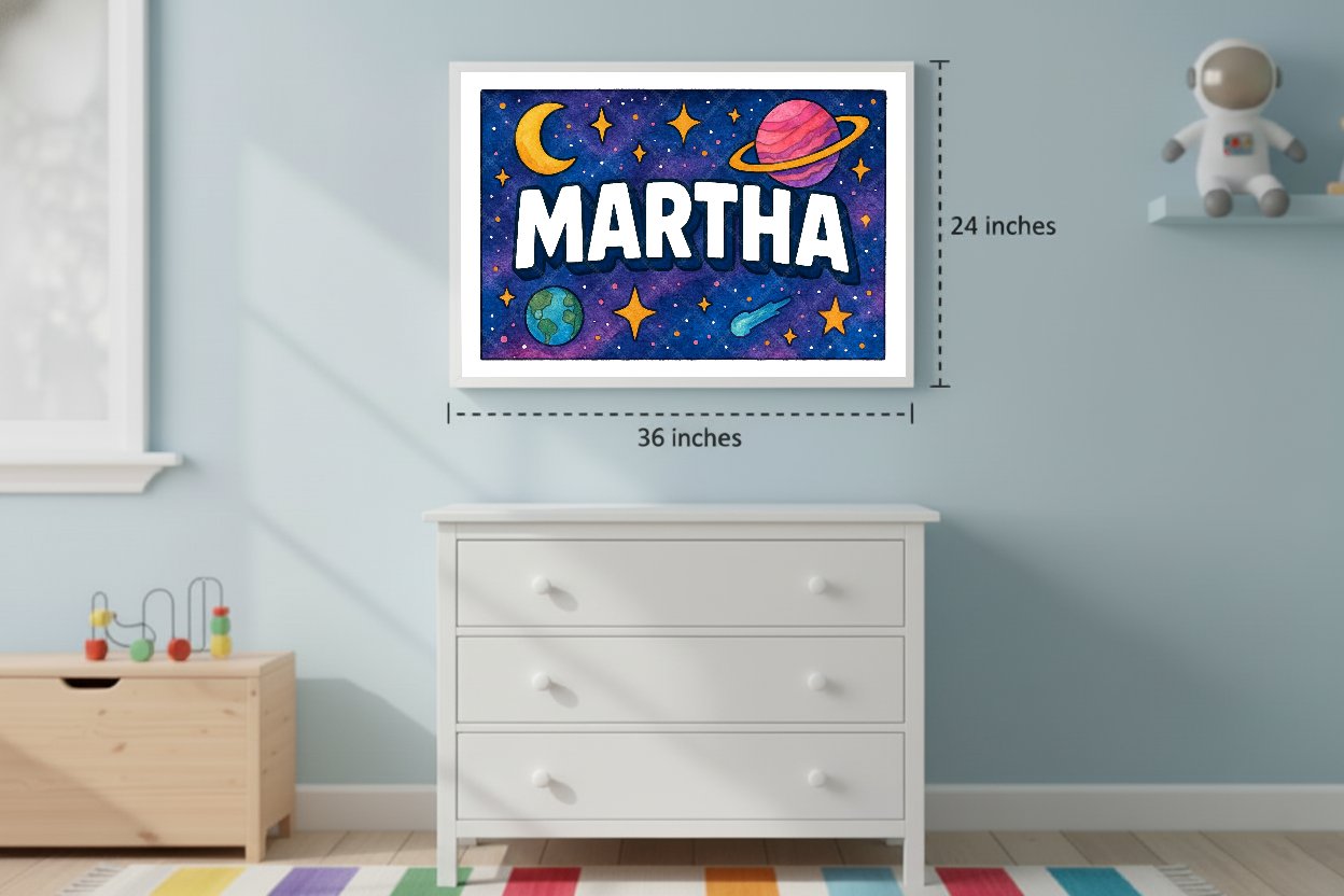 Personalized space name art for Martha