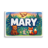 Mary Name Art - Forest Friends personalized wall print for kids