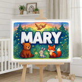 Mary Name Art - Forest Friends personalized wall print for kids