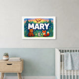 Mary Name Art - Forest Friends personalized wall print for kids