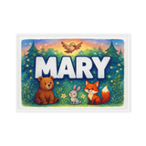 Mary Name Art - Forest Friends personalized wall print for kids