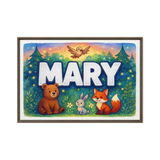 Mary Name Art - Forest Friends personalized wall print for kids