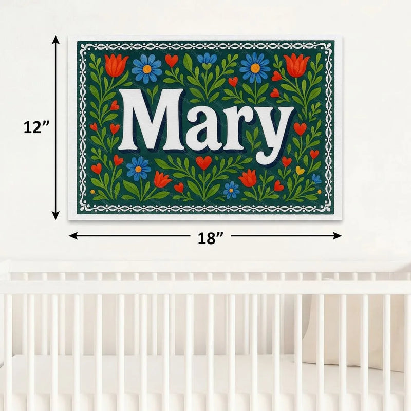 Mary Name Art - Floral Farmhouse personalized wall print for kids
