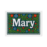 Mary Name Art - Floral Farmhouse personalized wall print for kids