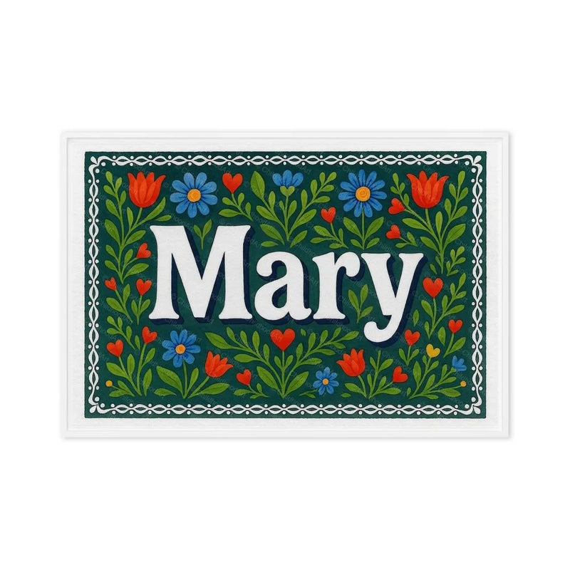 Mary Name Art - Floral Farmhouse personalized wall print for kids