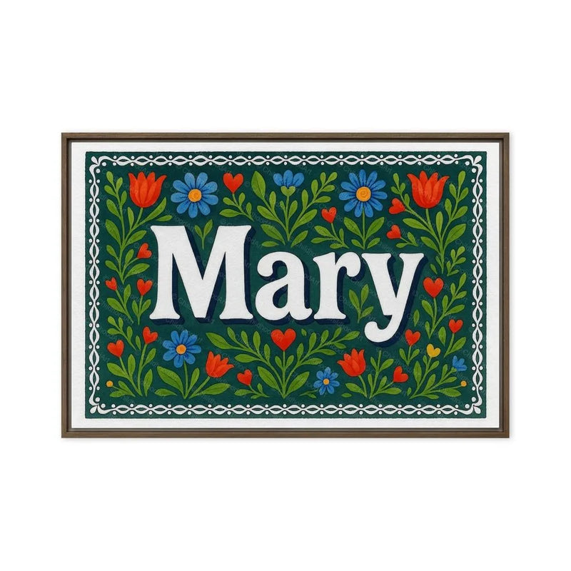 Mary Name Art - Floral Farmhouse personalized wall print for kids