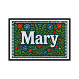 Mary Name Art - Floral Farmhouse personalized wall print for kids