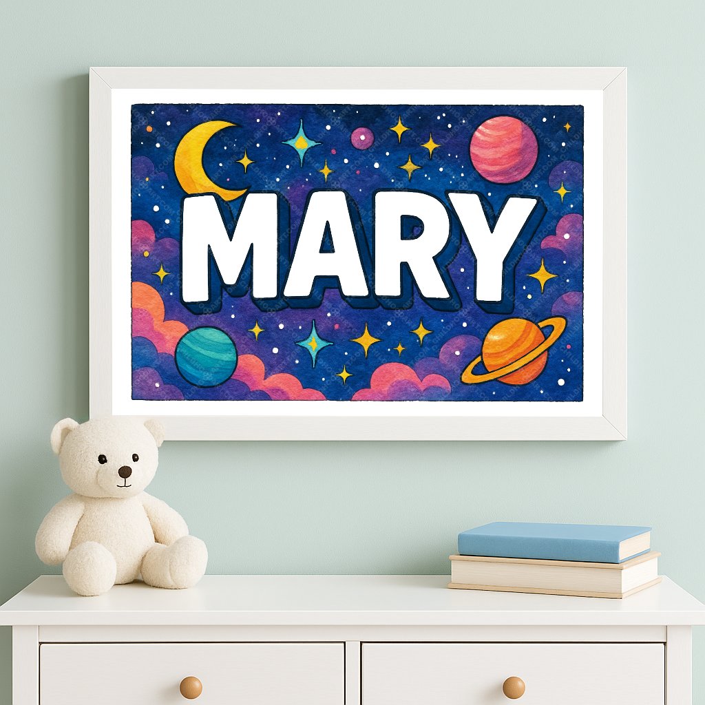 Personalized space name art for Mary