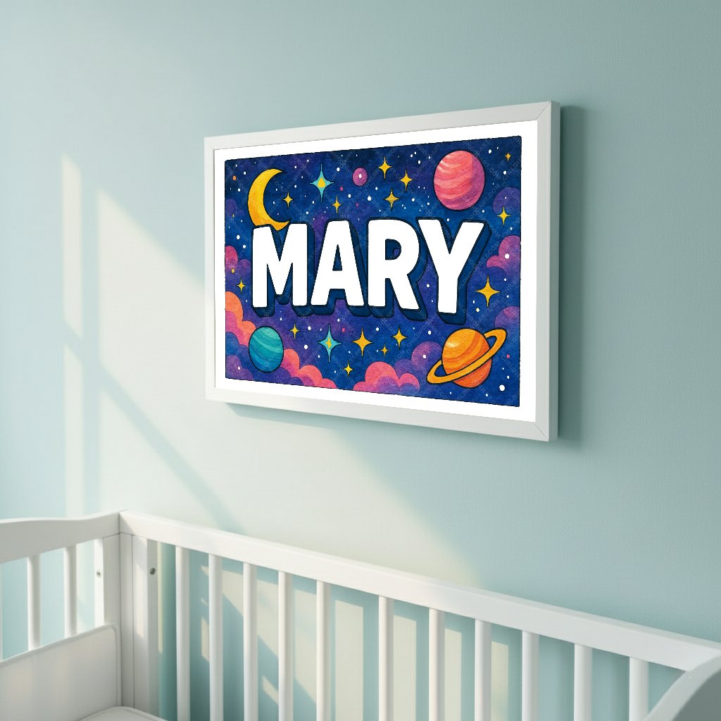 Personalized space name art for Mary