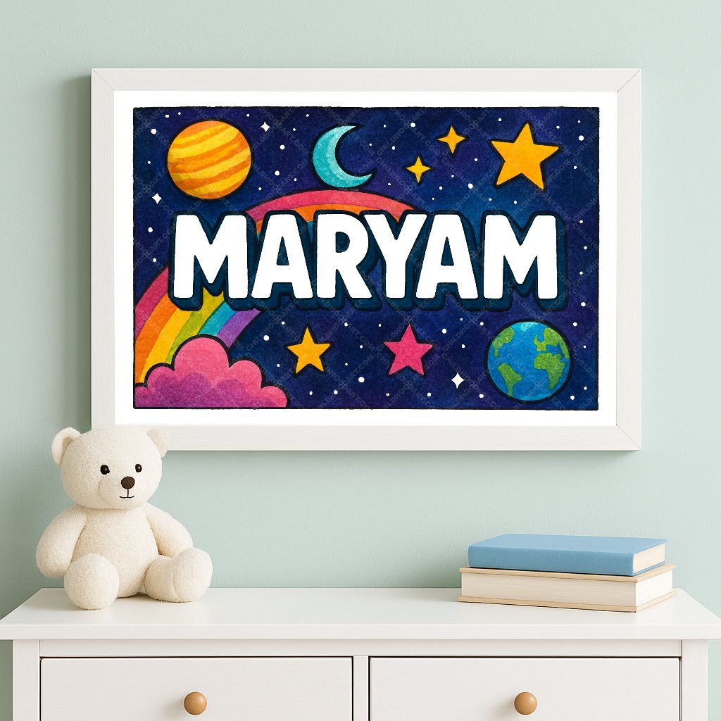 Personalized space name art for Maryam