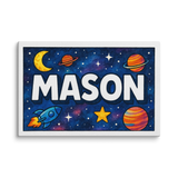 Mason Name Art - Space Explorers personalized wall print for kids