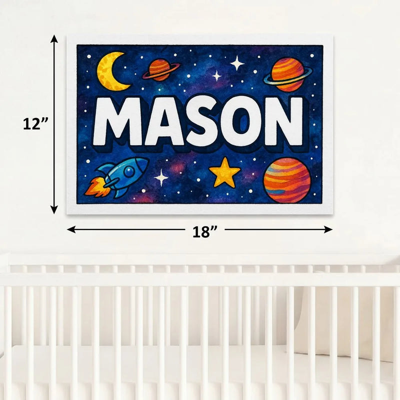 Mason Name Art - Space Explorers personalized wall print for kids