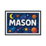 Mason Name Art - Space Explorers personalized wall print for kids