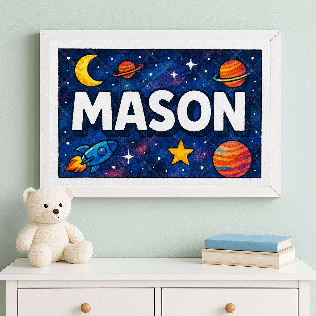 Personalized space name art for Mason