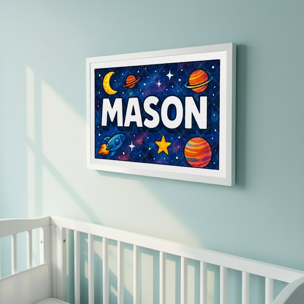 Personalized space name art for Mason