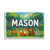 Mason Name Art - Forest Friends personalized wall print for kids