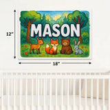 Mason Name Art - Forest Friends personalized wall print for kids