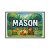 Mason Name Art - Forest Friends personalized wall print for kids