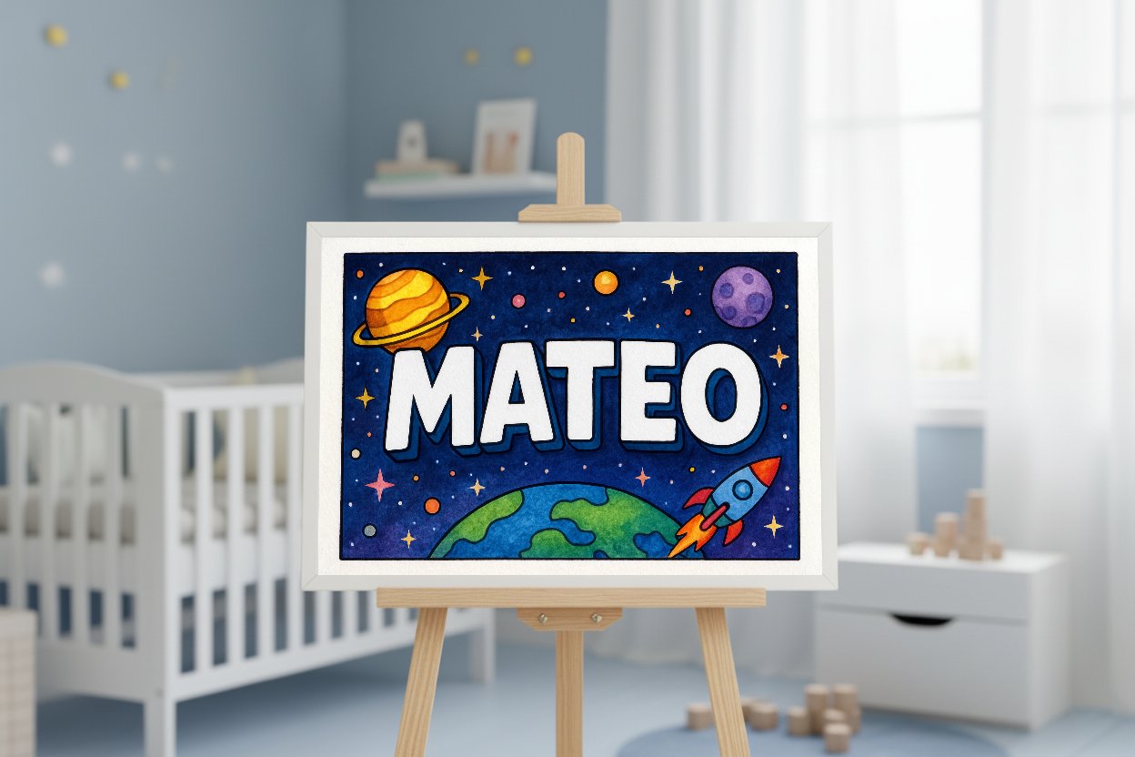 Personalized name art for Mateo