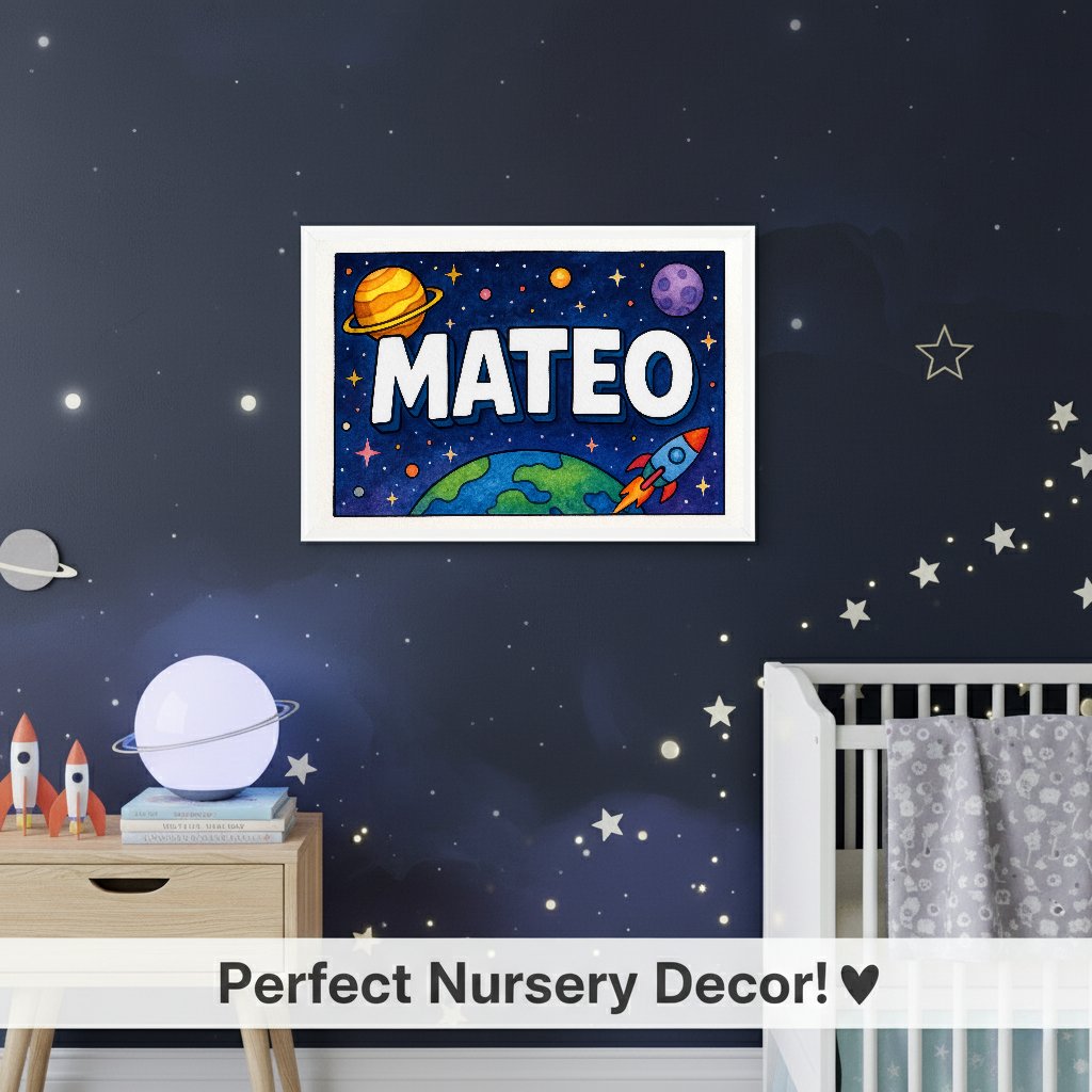 Personalized name art for Mateo