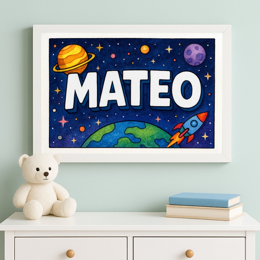 Personalized name art for Mateo