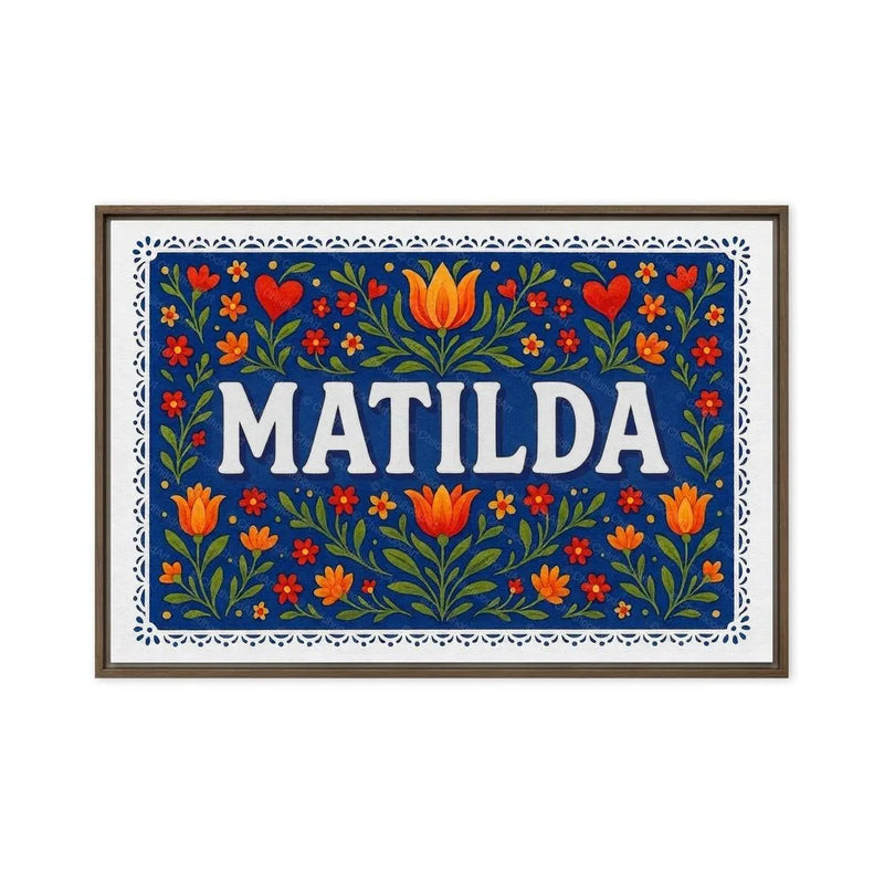 Matilda Name Art - Floral Farmhouse personalized wall print for kids