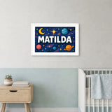 Matilda Name Art - Space Explorers personalized wall print for kids