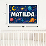 Matilda Name Art - Space Explorers personalized wall print for kids