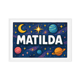 Matilda Name Art - Space Explorers personalized wall print for kids