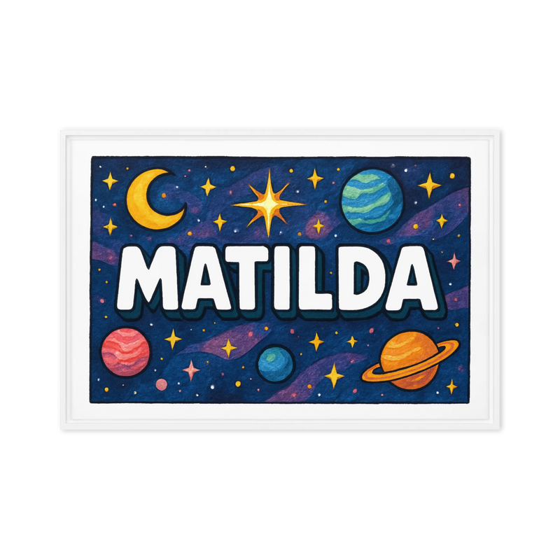 Matilda Name Art - Space Explorers personalized wall print for kids