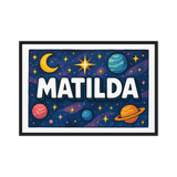 Matilda Name Art - Space Explorers personalized wall print for kids