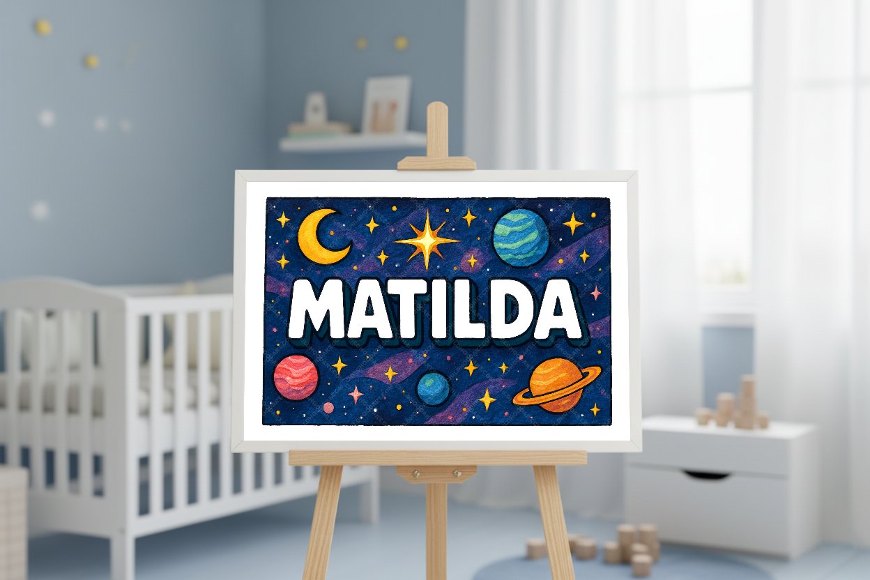 Personalized space name art for Matilda