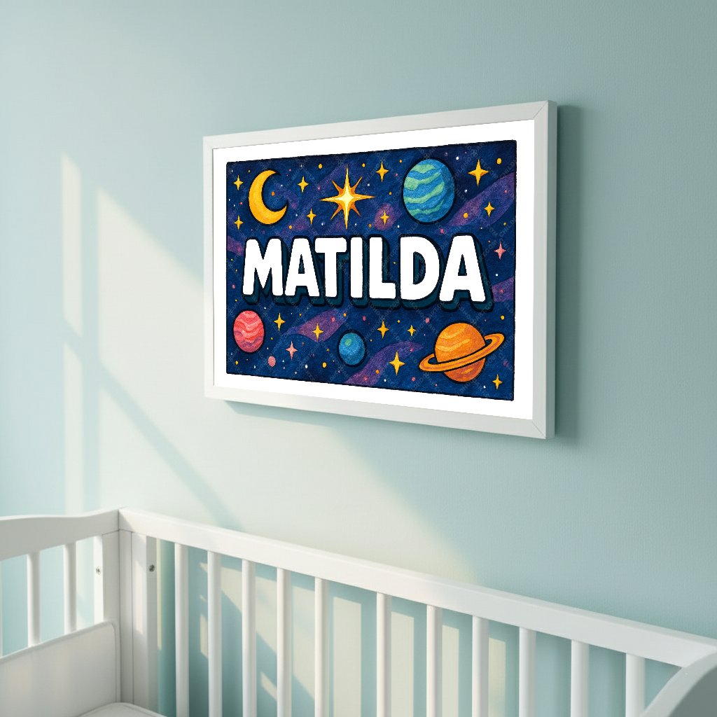 Personalized space name art for Matilda