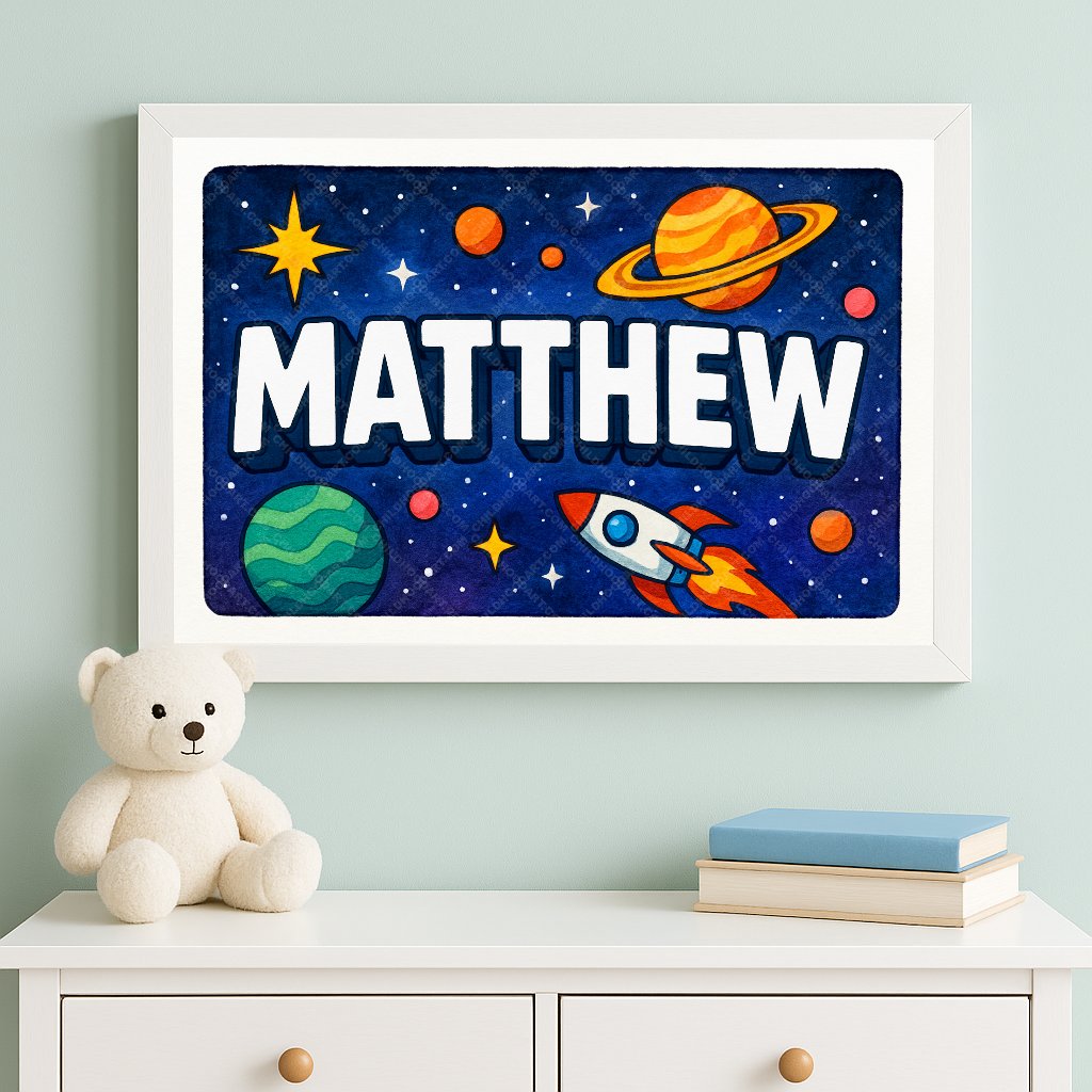 Personalized space name art for Matthew