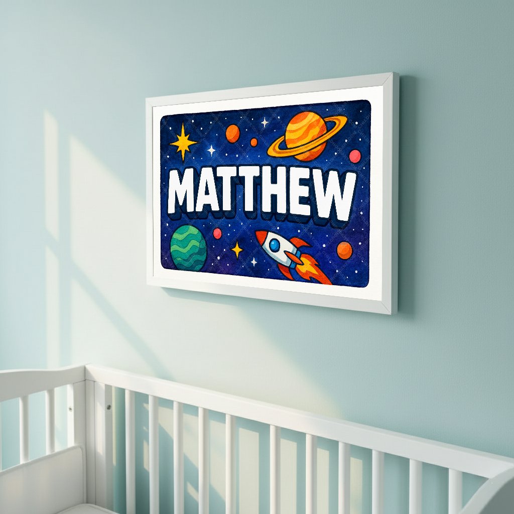 Personalized space name art for Matthew