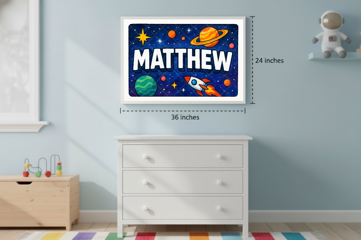 Personalized space name art for Matthew