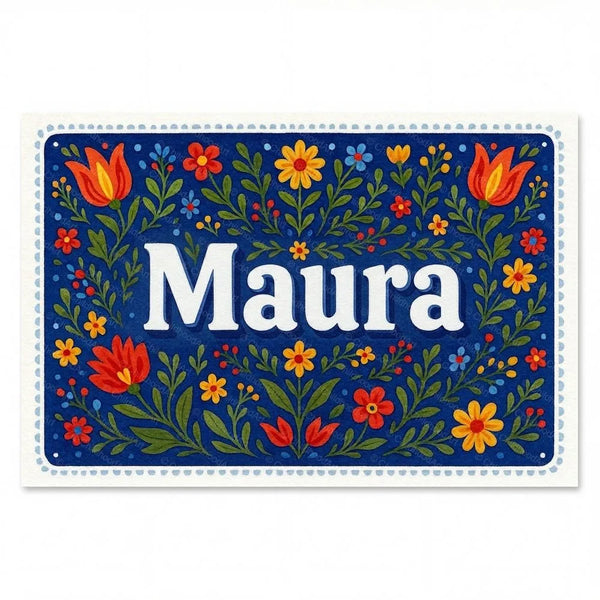 Personalized Maura name art print in the Floral farmhouse style