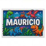 Mauricio Name Art - Dinosaur Adventure personalized wall print for kids