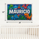 Mauricio Name Art - Dinosaur Adventure personalized wall print for kids