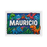 Mauricio Name Art - Dinosaur Adventure personalized wall print for kids